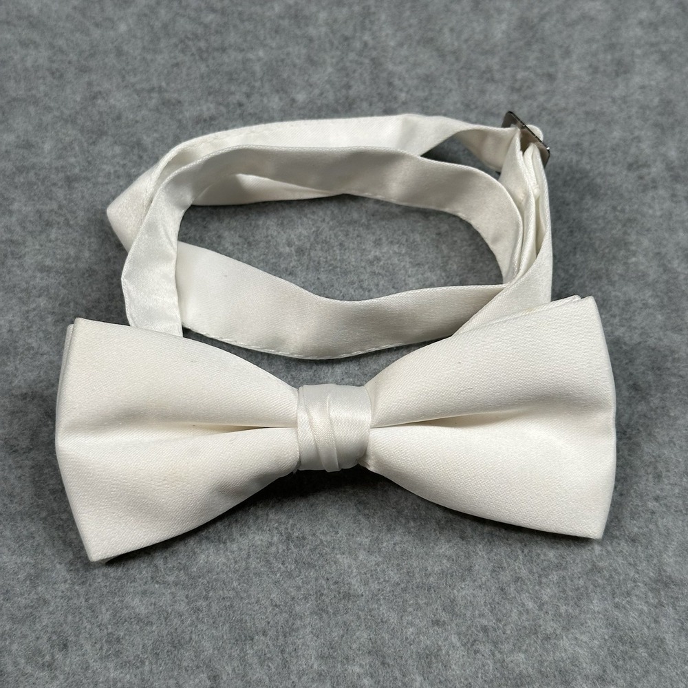 Ivory Satin Pre-Tied Bow Tie Adjustable Formal‎ Tux Wedding